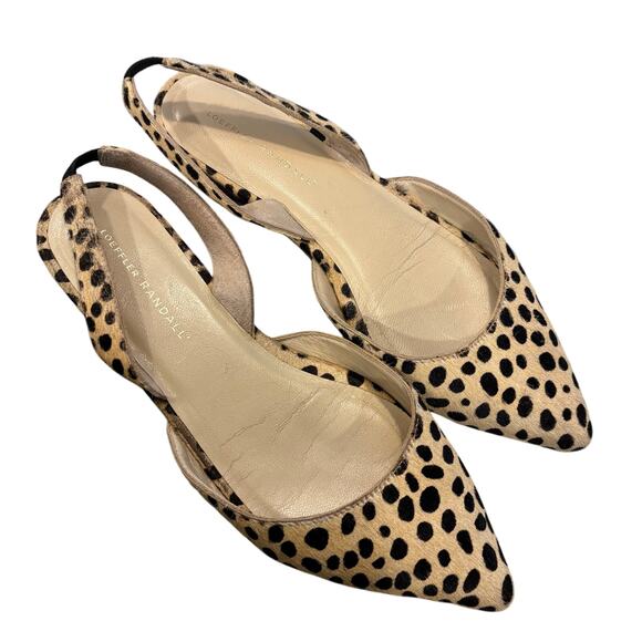 Loeffler Randall calf hair leopard print slingback flats, size 9 - Picture 2 of 8